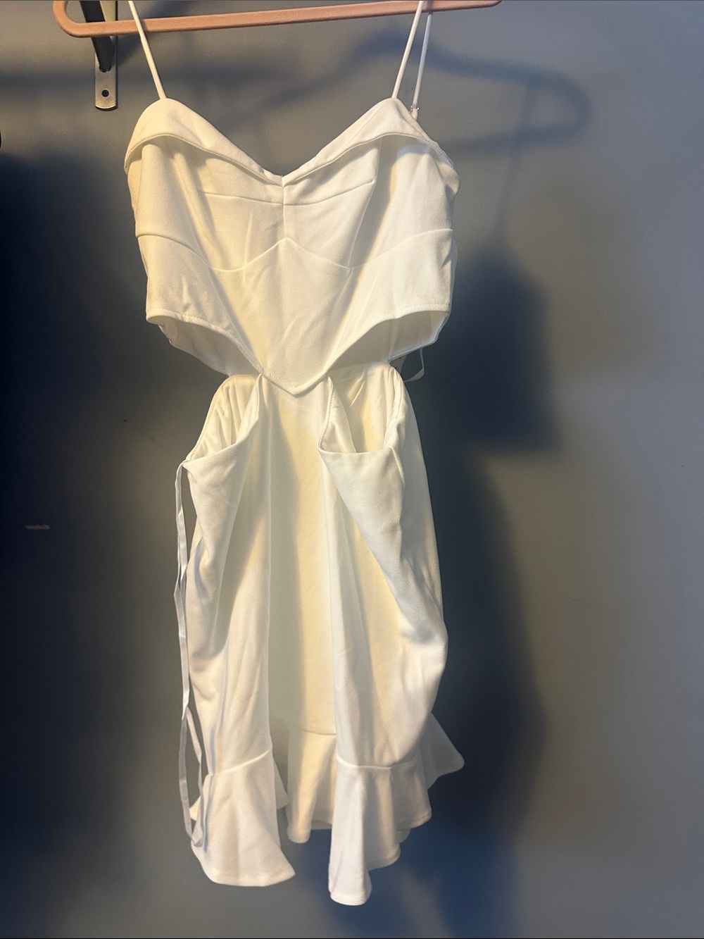 Selfie Leslie Ivory Cutout Spaghetti-Strap Wedding Dress